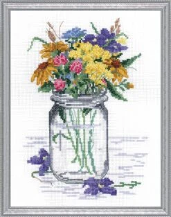 Janlynn 017-0112 "Wildflower Jar Counted Cross Stitch Kit -Michaels Stores 105474560661552 1