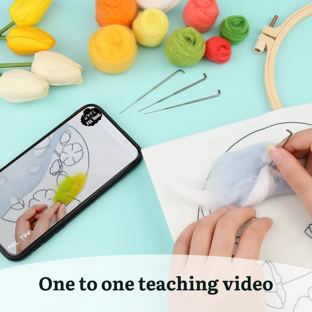 Mayboos Needle Felt Starter Set, Includes Wool Bag, Felting Needles, Foam Pad, Felt Cloth & Instructions, Pastoral Style Kit For Home Decoration 5 Mayboos Needle Felt Starter Set, Includes Wool Bag, Felting Needles, Foam Pad, Felt Cloth & Instructions, Pastoral Style Kit For Home Decoration - Image 3