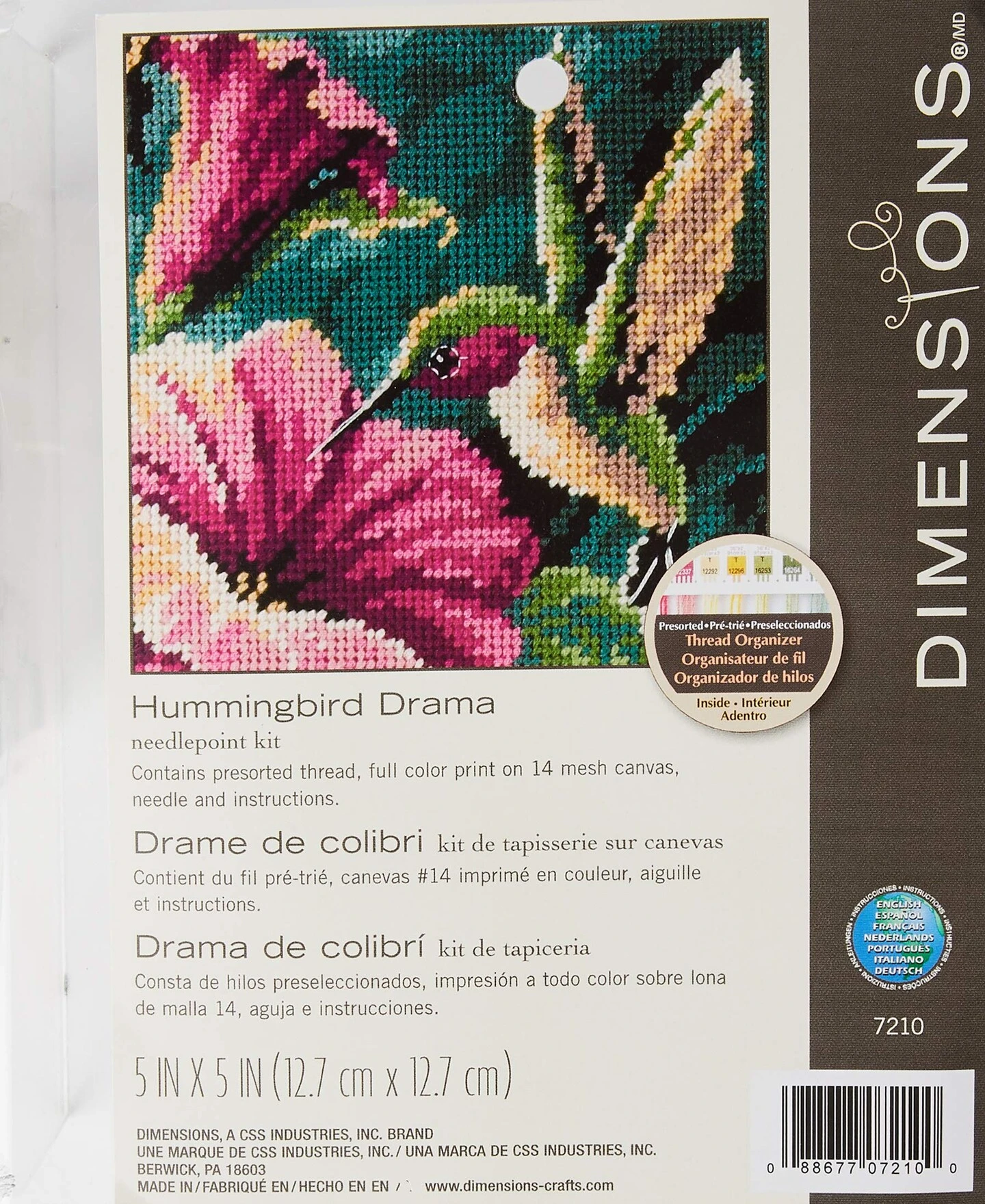 Dimensions Needlepoint Kit, Hummingbird Needlepoint, 5'' W X 5'' H, Various 9 Dimensions Needlepoint Kit, Hummingbird Needlepoint, 5'' W X 5'' H, Various - Image 7