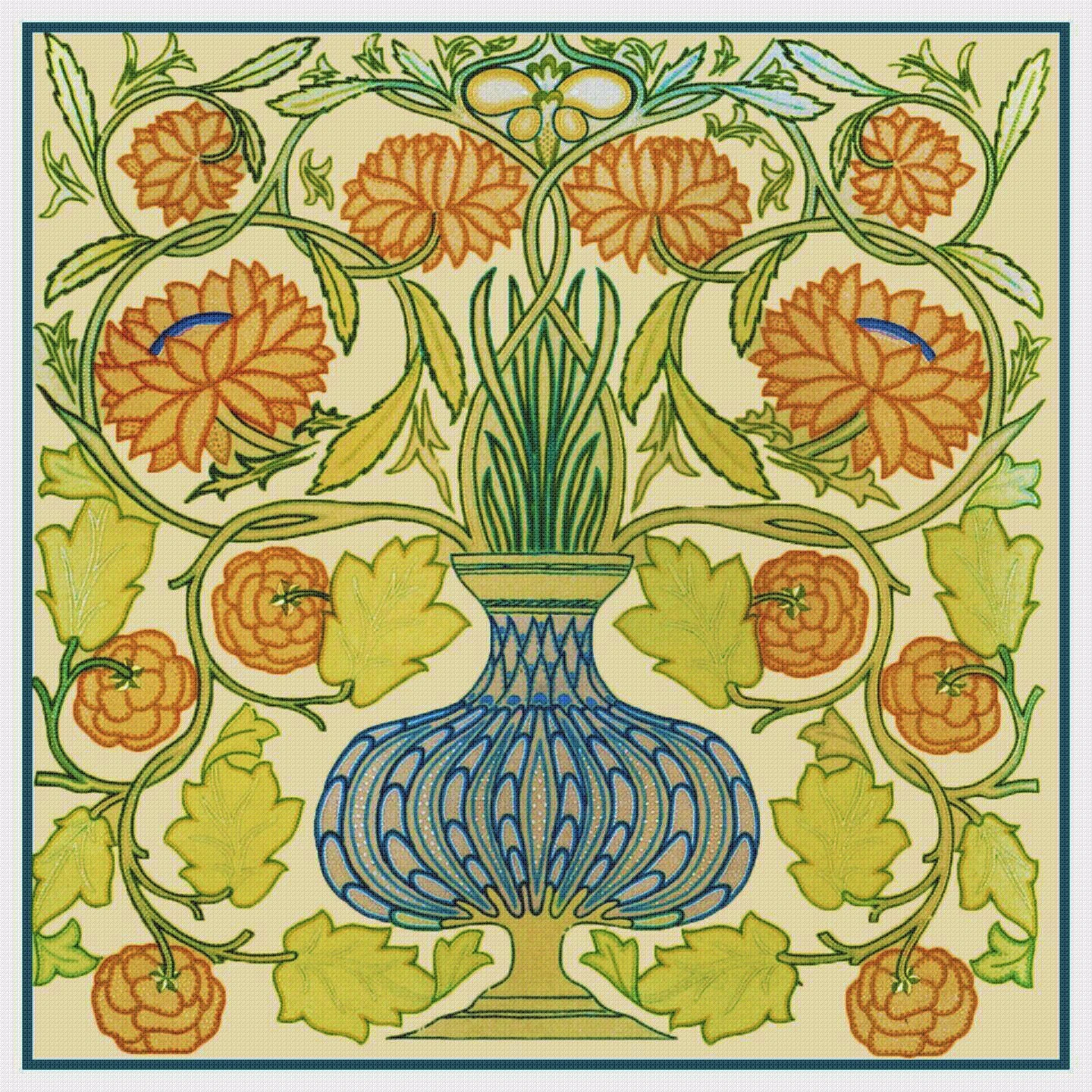 The Dahlia Pot Inspired By A William Morris Embroidery Counted Cross Stitch Pattern 9 The Dahlia Pot Inspired By A William Morris Embroidery Counted Cross Stitch Pattern - Image 7