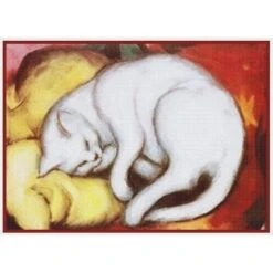Expressionist Franz Marc's White Cat On Pillow Countd Cross Stitch Chart Pattern -Michaels Stores 12151023589297 1