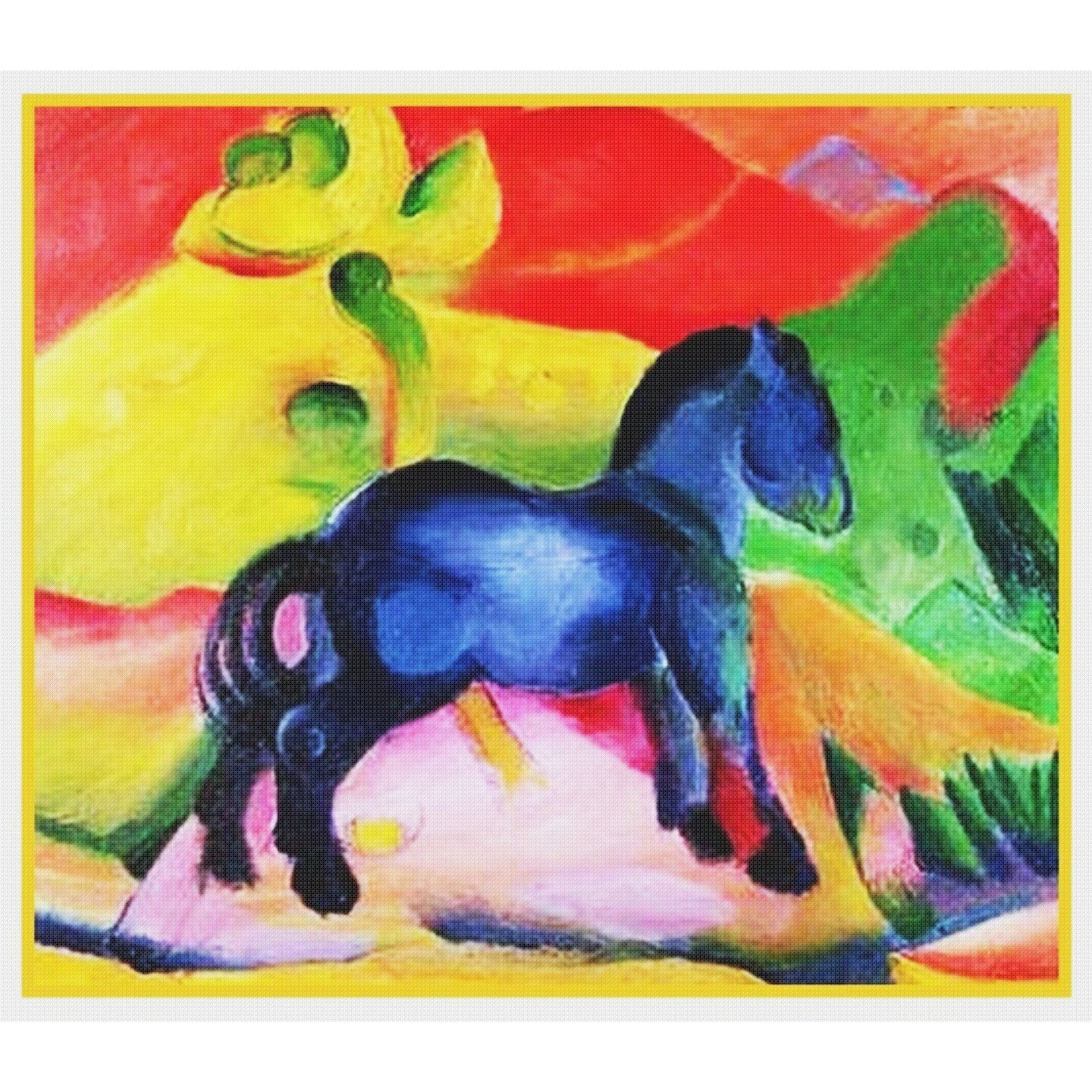 Expressionist Franz Marc's The Little Blue Horse Counted Cross Stitch Pattern 4 Expressionist Franz Marc's The Little Blue Horse Counted Cross Stitch Pattern - Image 2