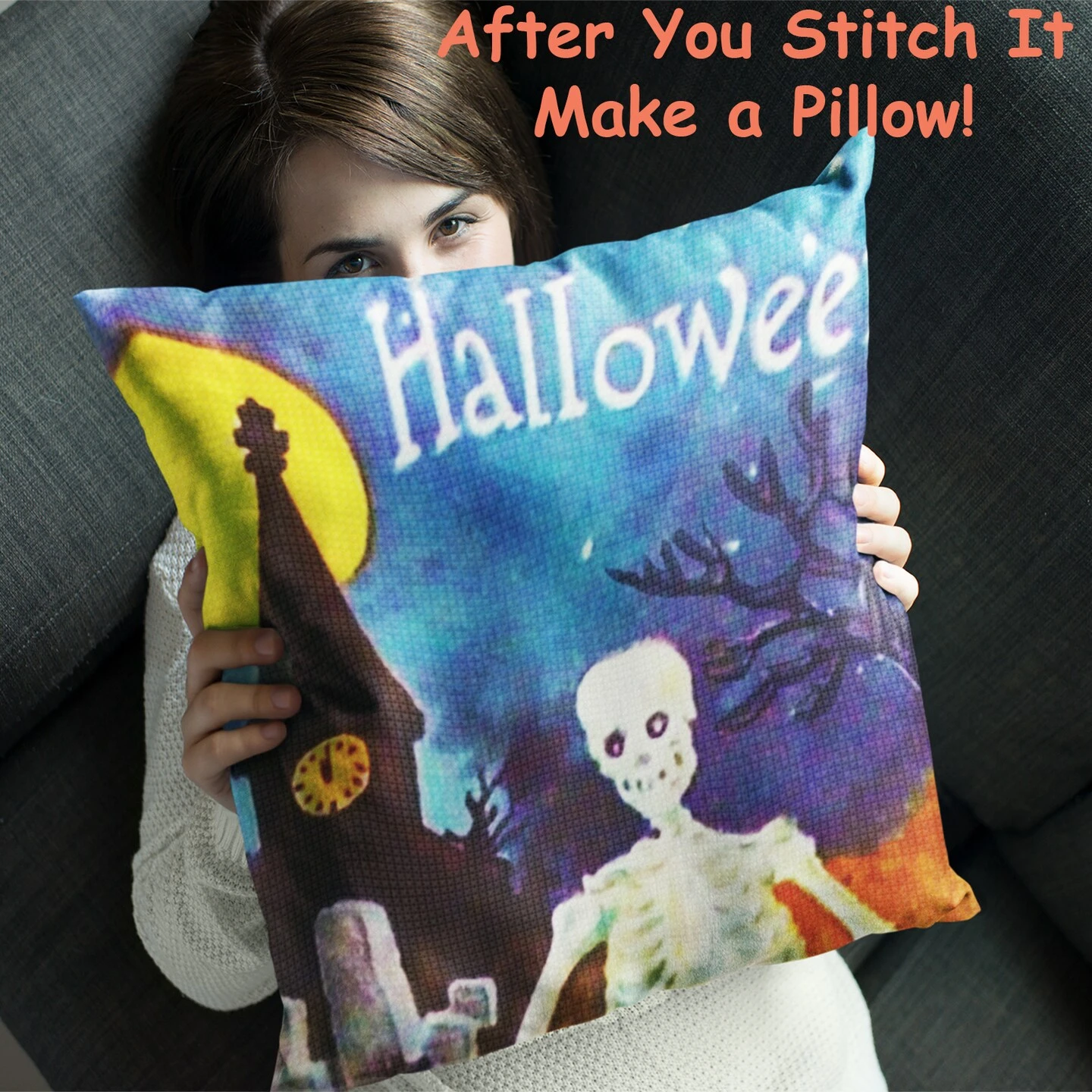Halloween Skeleton Full Moon Detail Counted Cross Stitch Pattern 11 Halloween Skeleton Full Moon Detail Counted Cross Stitch Pattern - Image 9