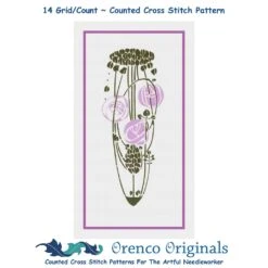 Art Nouveau Charles Mackintosh Lavender Rose Counted Cross Stitch Chart Pattern -Michaels Stores 12512449489865 1