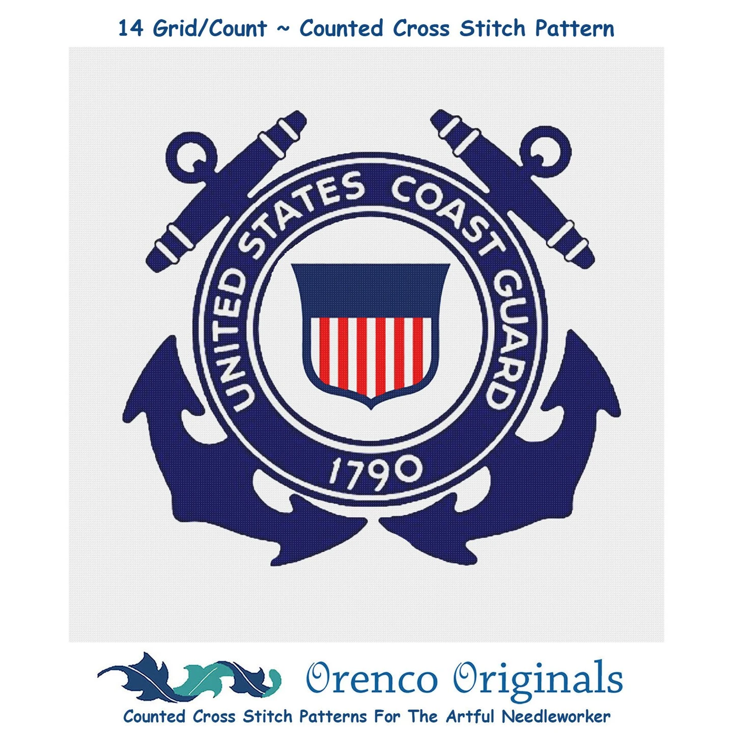 US American Coast Guard Crest Insignia Emblem Counted Cross Stitch Chart Pattern 13 US American Coast Guard Crest Insignia Emblem Counted Cross Stitch Chart Pattern - Image 11