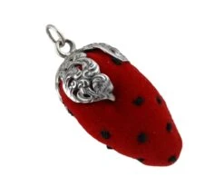 Sterling Silver Antique Replica Chatelaine Strawberry Pin Cushion Pendant Multicolor -Michaels Stores 12512461684777 2