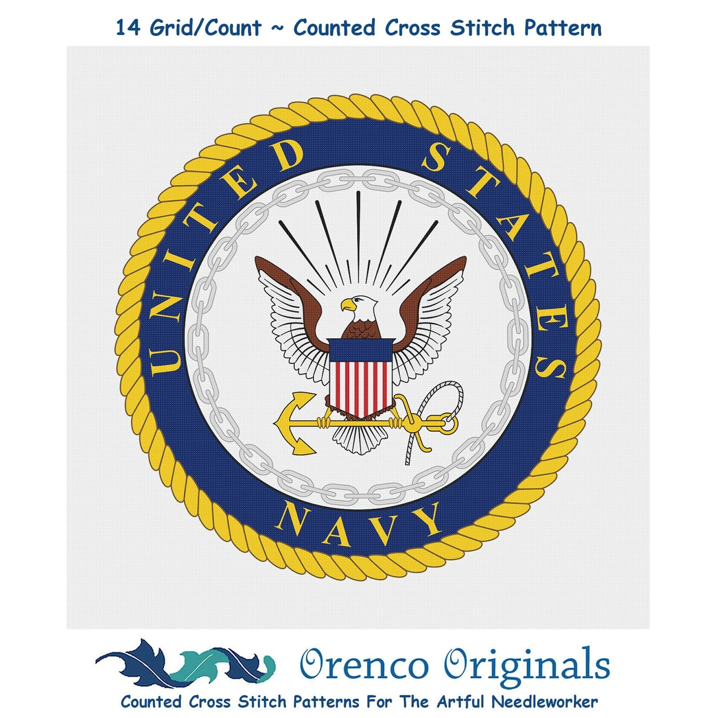 US American Navy Crest Insignia Emblem Counted Cross Stitch Chart Pattern 13 US American Navy Crest Insignia Emblem Counted Cross Stitch Chart Pattern - Image 11