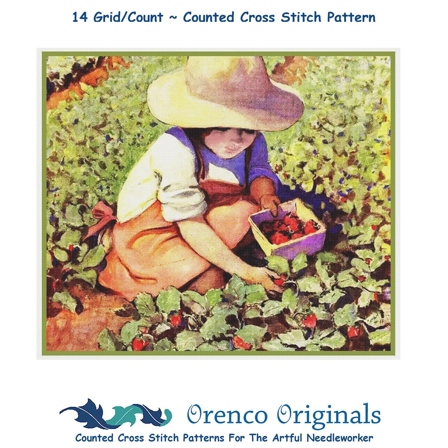 A Girl Picking Strawberries Jessie Willcox Smith Counted Cross Stitch Pattern 13 A Girl Picking Strawberries Jessie Willcox Smith Counted Cross Stitch Pattern - Image 11