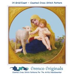 William Bouguereau's Madonna And The Lambs Counted Cross Stitch Chart Pattern