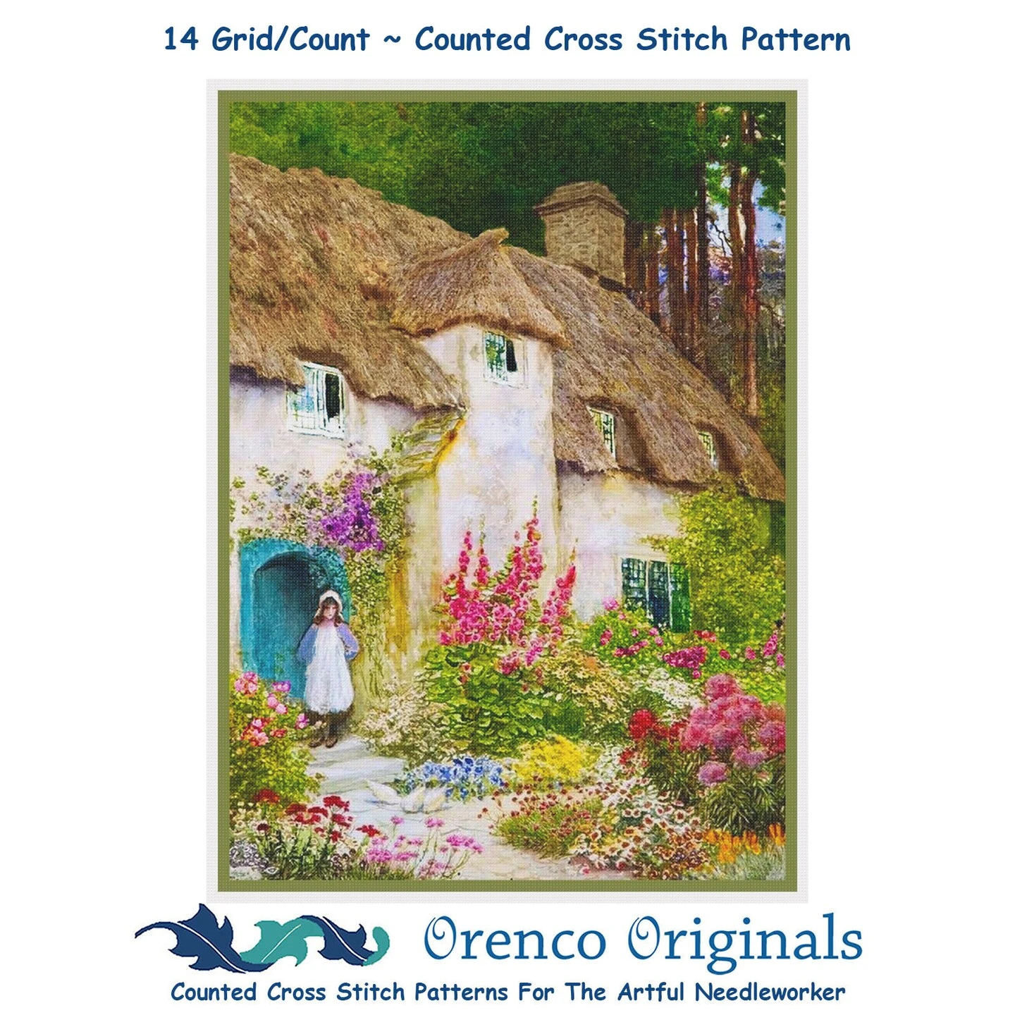 A Girl At English Cottage Door By A. C. Strachan Counted Cross Stitch Pattern 8 A Girl At English Cottage Door By A. C. Strachan Counted Cross Stitch Pattern - Image 6
