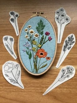 MCreativeJ Wildflower Stems - Peel Stick And Stitch Hand Embroidery Patterns