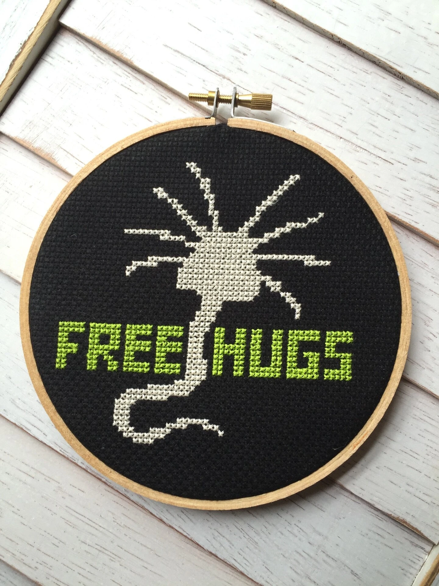 Free Hugs Alien Creature Counted Cross Stitch DIY KIT Intermediate 3 Free Hugs Alien Creature Counted Cross Stitch DIY KIT Intermediate