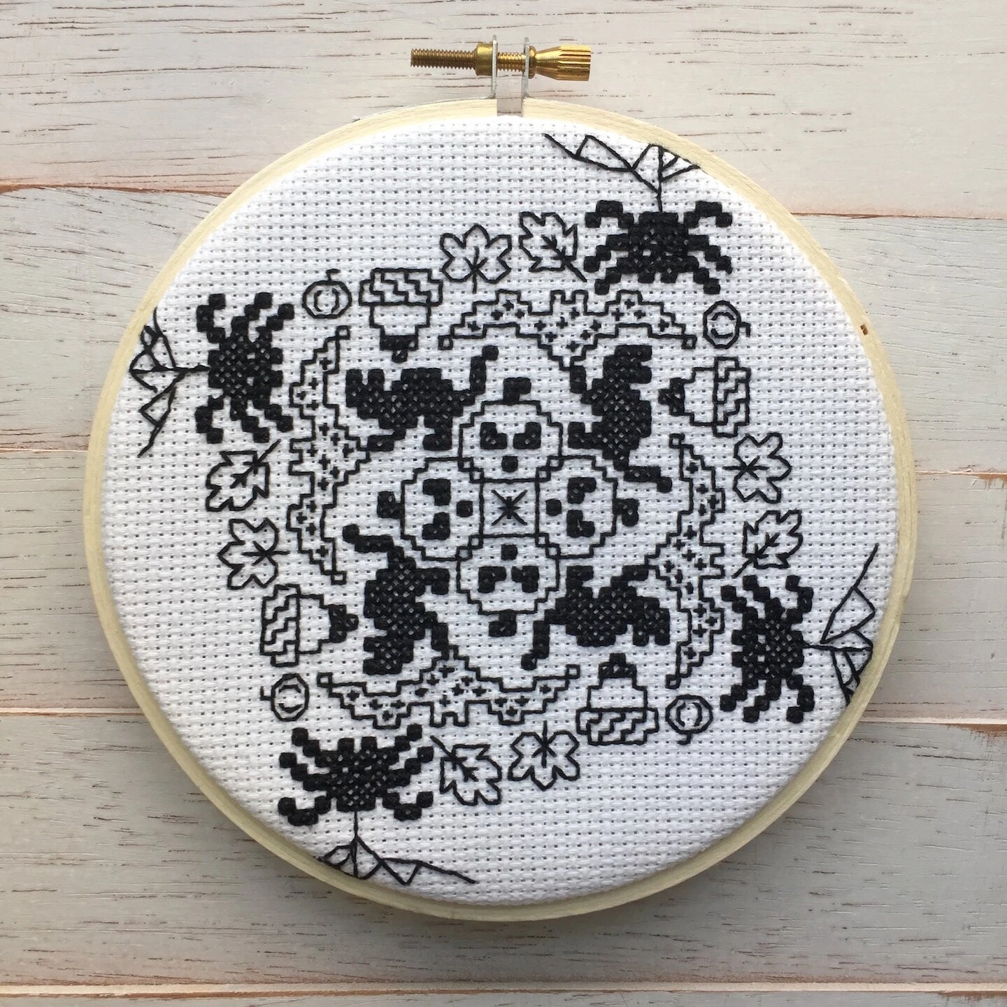 Blackwork Halloween Counted Cross Stitch DIY KIT 3 Blackwork Halloween Counted Cross Stitch DIY KIT