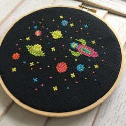 Outer Space Aliens Spaceship Counted Cross Stitch DIY KIT Beginner 18 Outer Space Aliens Spaceship Counted Cross Stitch DIY KIT Beginner -Michaels Stores 14103099332153 2