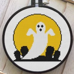 Vintage Halloween Ghost Cemetery Counted Cross Stitch DIY KIT Intermediate -Michaels Stores 14103127381561 2