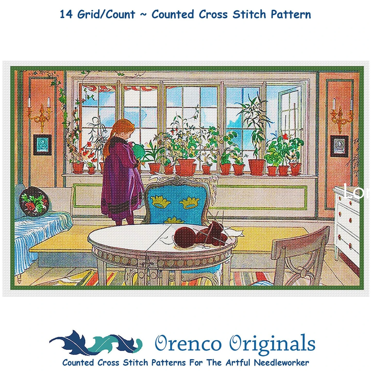 Garden Window Counted Cross Stitch Pattern By Carl Larsson 3 Garden Window Counted Cross Stitch Pattern By Carl Larsson
