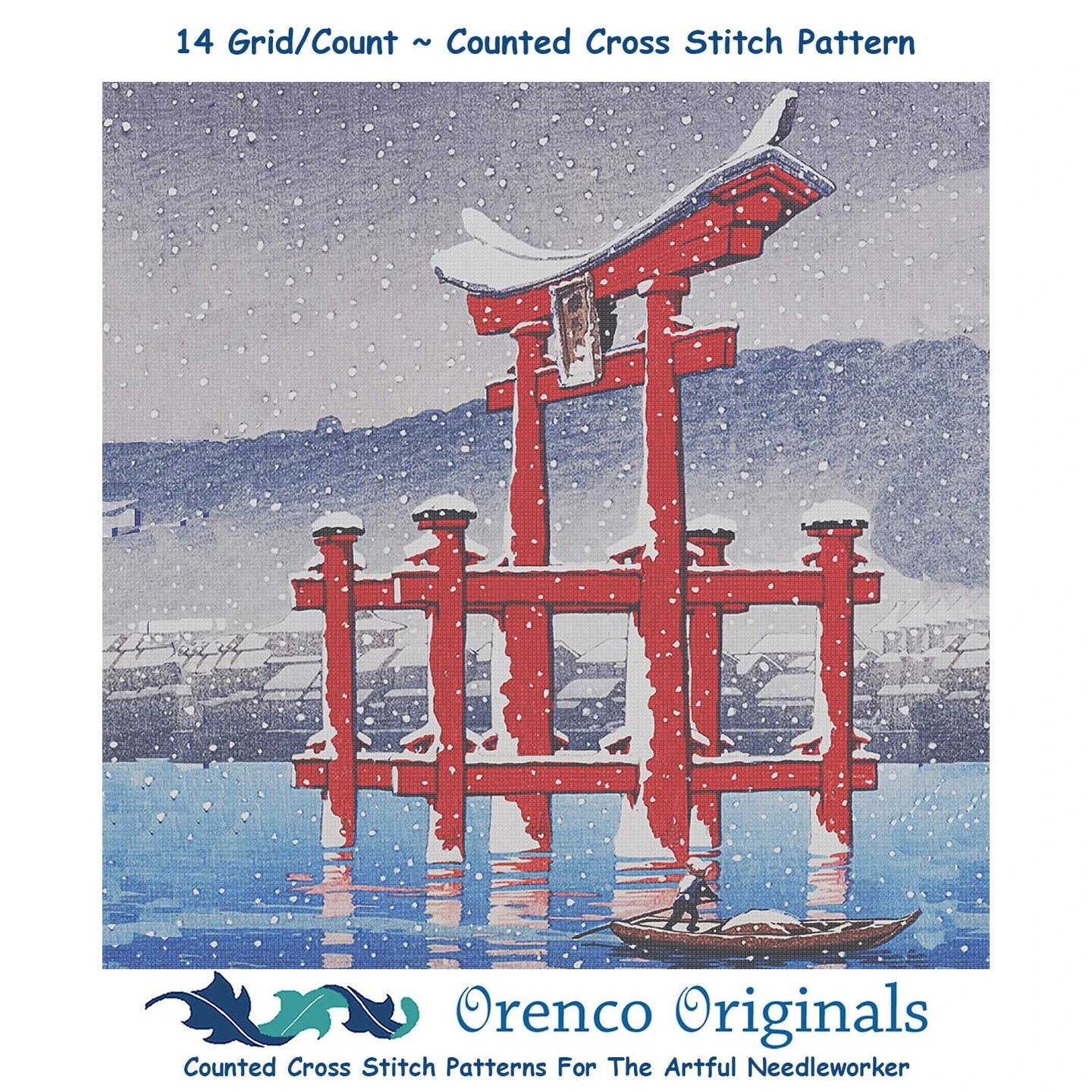 Boat In Snow Miyajima Counted Cross Stitch Pattern By Kawase Hasui 3 Boat In Snow Miyajima Counted Cross Stitch Pattern By Kawase Hasui