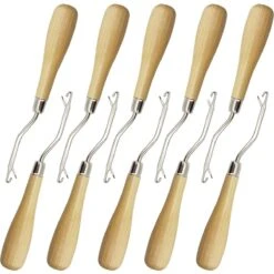 ROYHOO 10PCS Wooden Bent Latch Hook Tool Knitting Tool Needle Hook With Wood Handle For Crafts Carpet -Michaels Stores 142821501999152 2