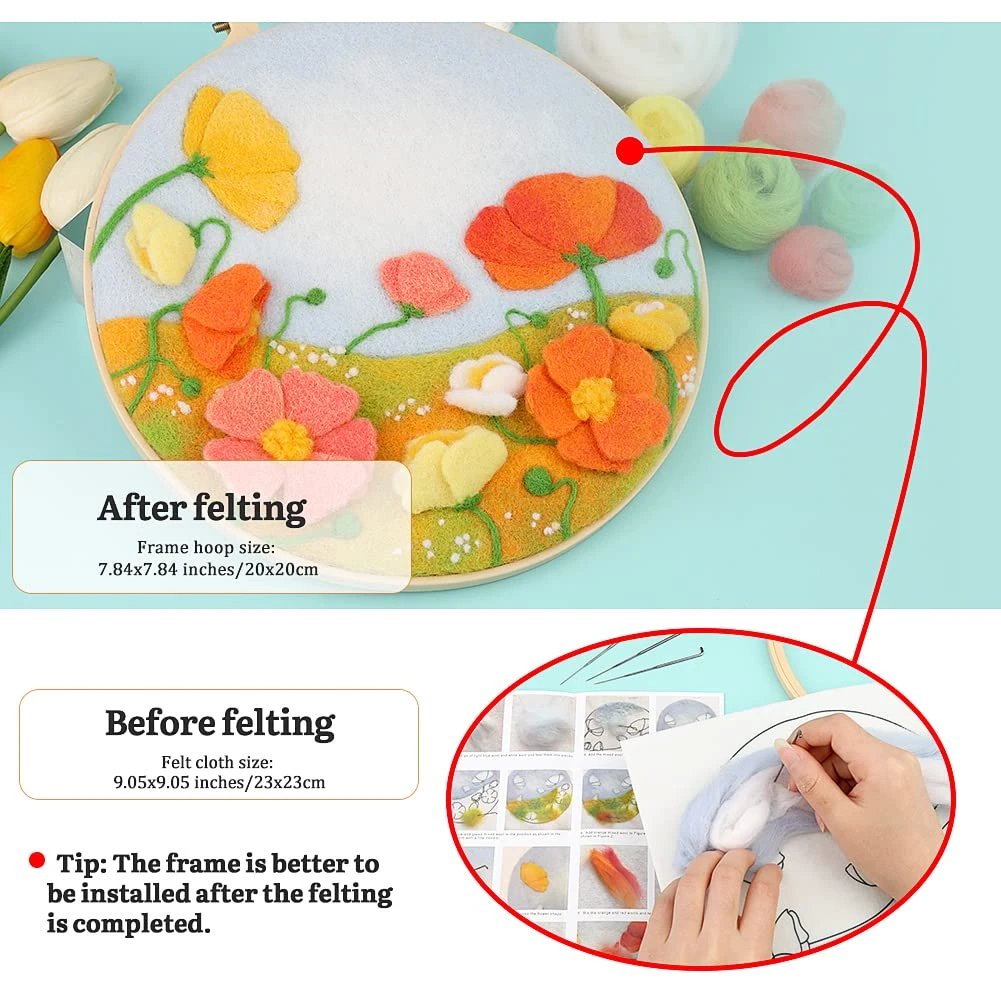 Mayboos Needle Felt Starter Set, Includes Wool Bag, Felting Needles, Foam Pad, Felt Cloth & Instructions, Pastoral Style Kit For Home Decoration 18 Mayboos Needle Felt Starter Set, Includes Wool Bag, Felting Needles, Foam Pad, Felt Cloth & Instructions, Pastoral Style Kit For Home Decoration - Image 16