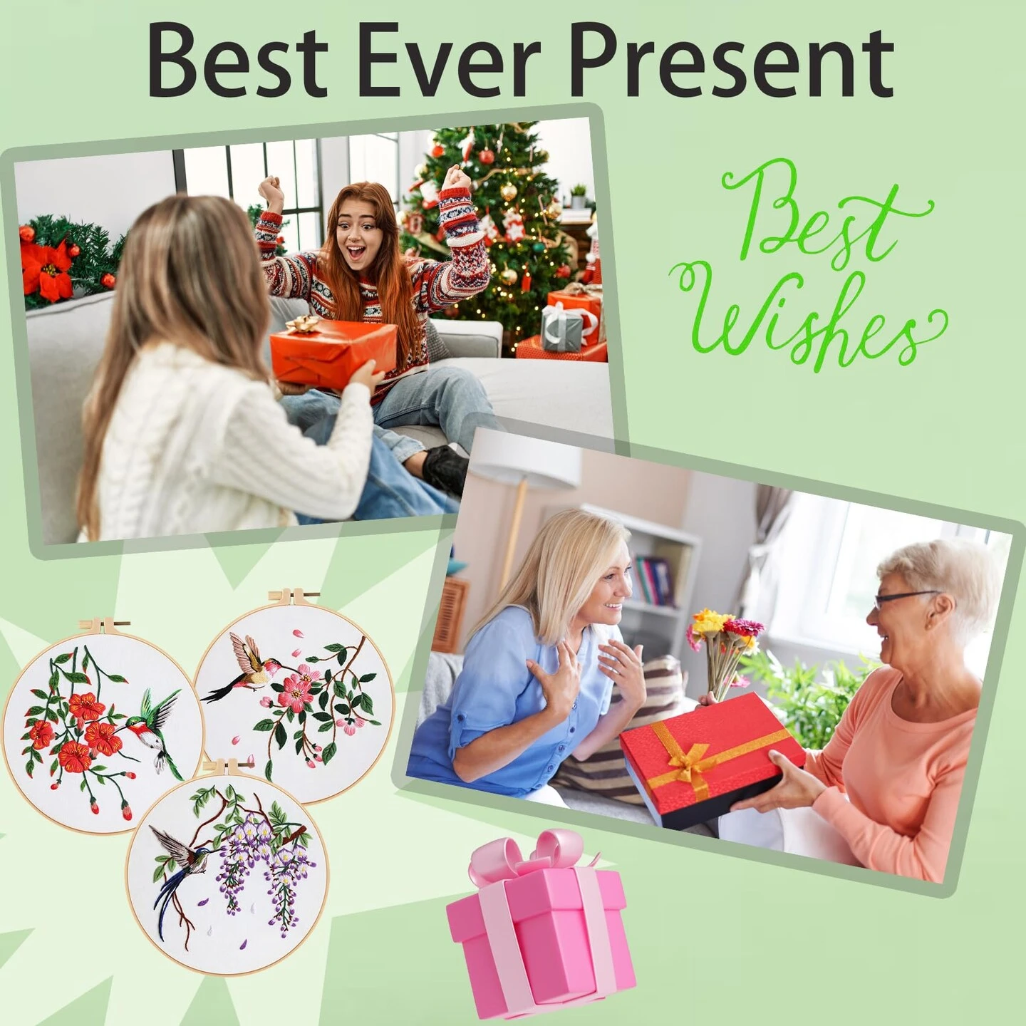 3 Sets Hummingbird Embroidery Kit For Beginners Needlepoint Kits For Adults Cross Stitch Kits With Clear Instructions,Easy Funny Stamped Bird Patterns Fabric Hand Crafts 4 3 Sets Hummingbird Embroidery Kit For Beginners Needlepoint Kits For Adults Cross Stitch Kits With Clear Instructions,Easy Funny Stamped Bird Patterns Fabric Hand Crafts - Image 2