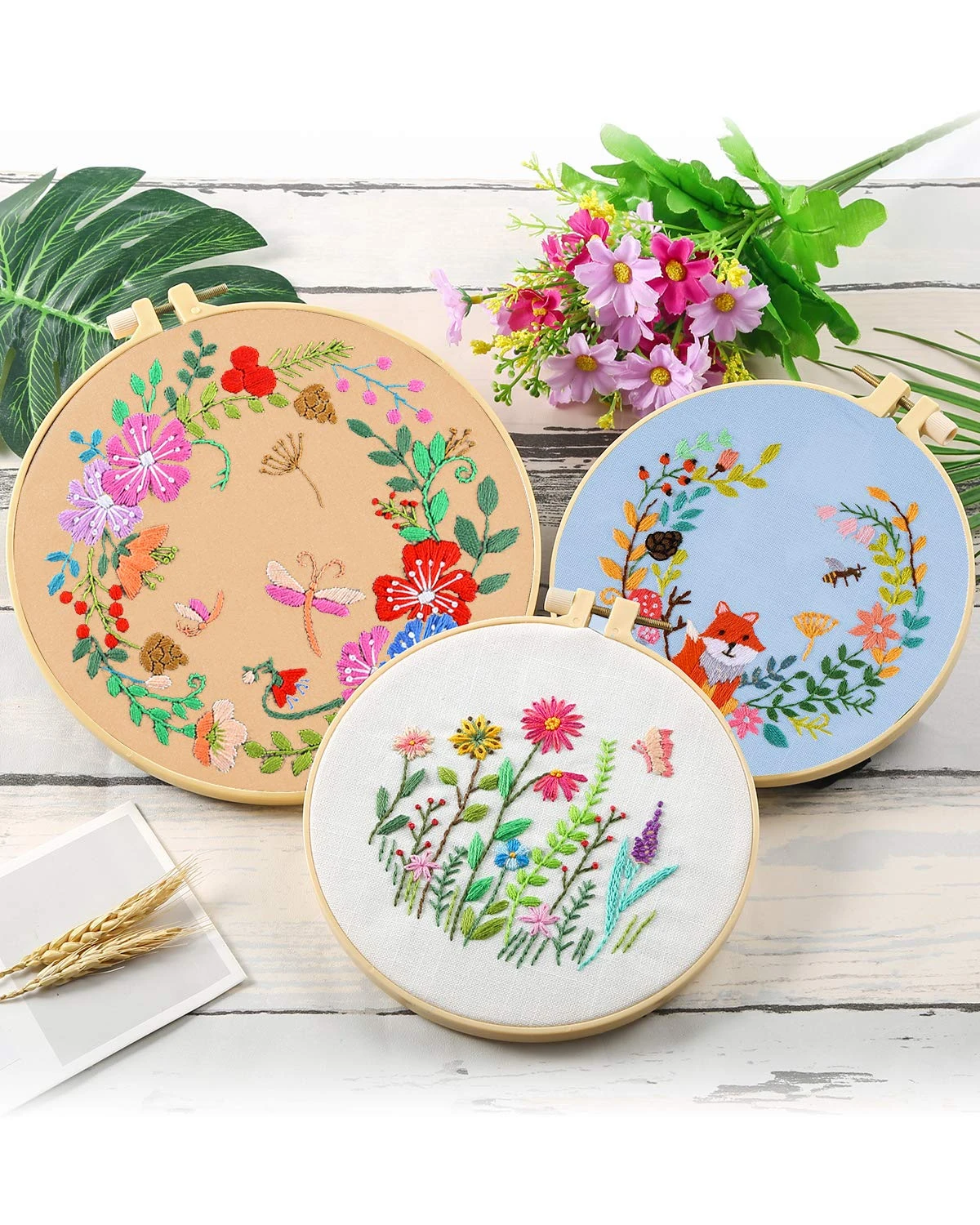 10 Pieces Embroidery Fabric, Including 10 Colors Embroidery Cotton Fabric, 5 Colors Water-Soluble Pens, 7.9 By 7.9 Inch 6 10 Pieces Embroidery Fabric, Including 10 Colors Embroidery Cotton Fabric, 5 Colors Water-Soluble Pens, 7.9 By 7.9 Inch - Image 4