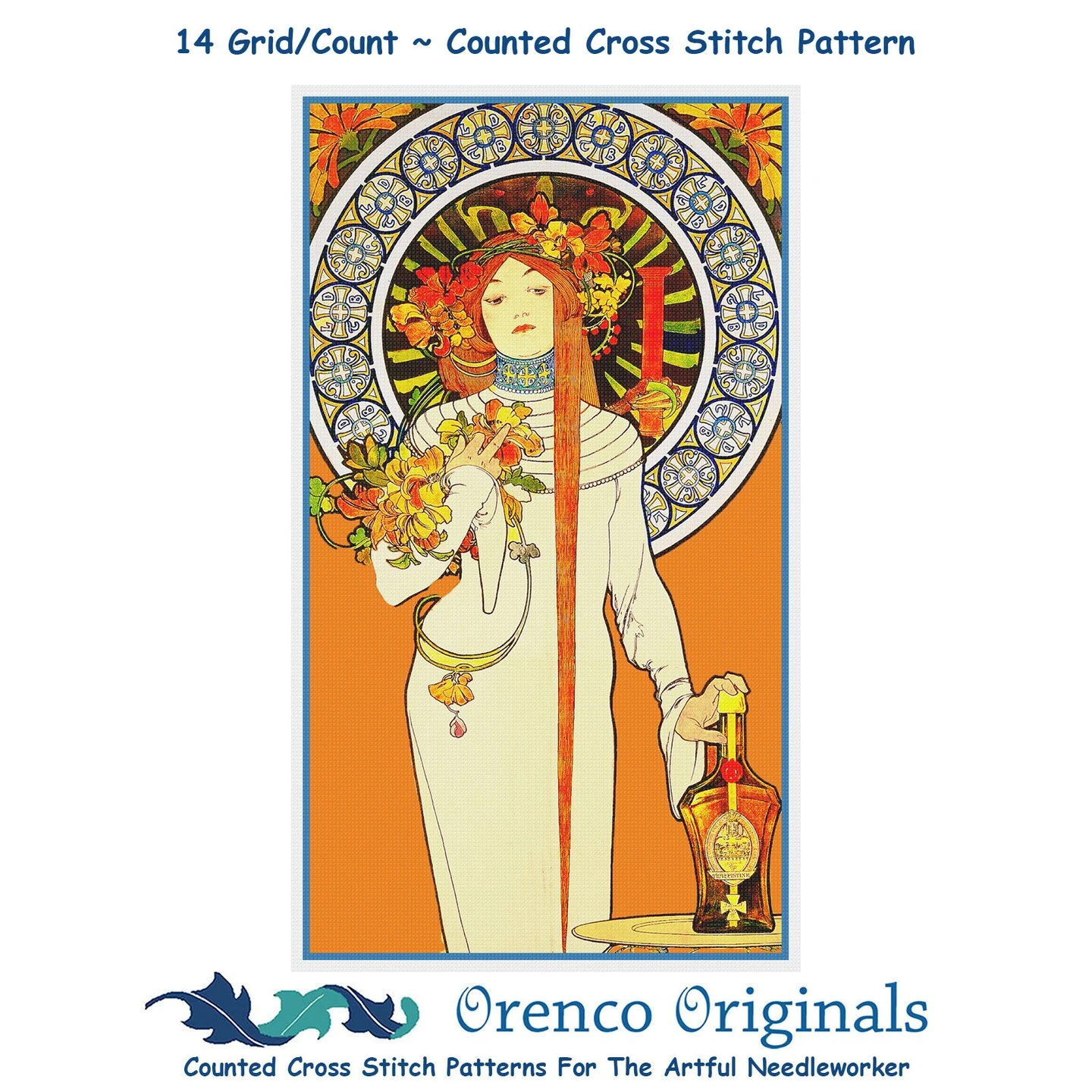 Art Nouveau Alphonse Mucha's La Trappistine Poster Counted Cross Stitch Pattern 13 Art Nouveau Alphonse Mucha's La Trappistine Poster Counted Cross Stitch Pattern - Image 11