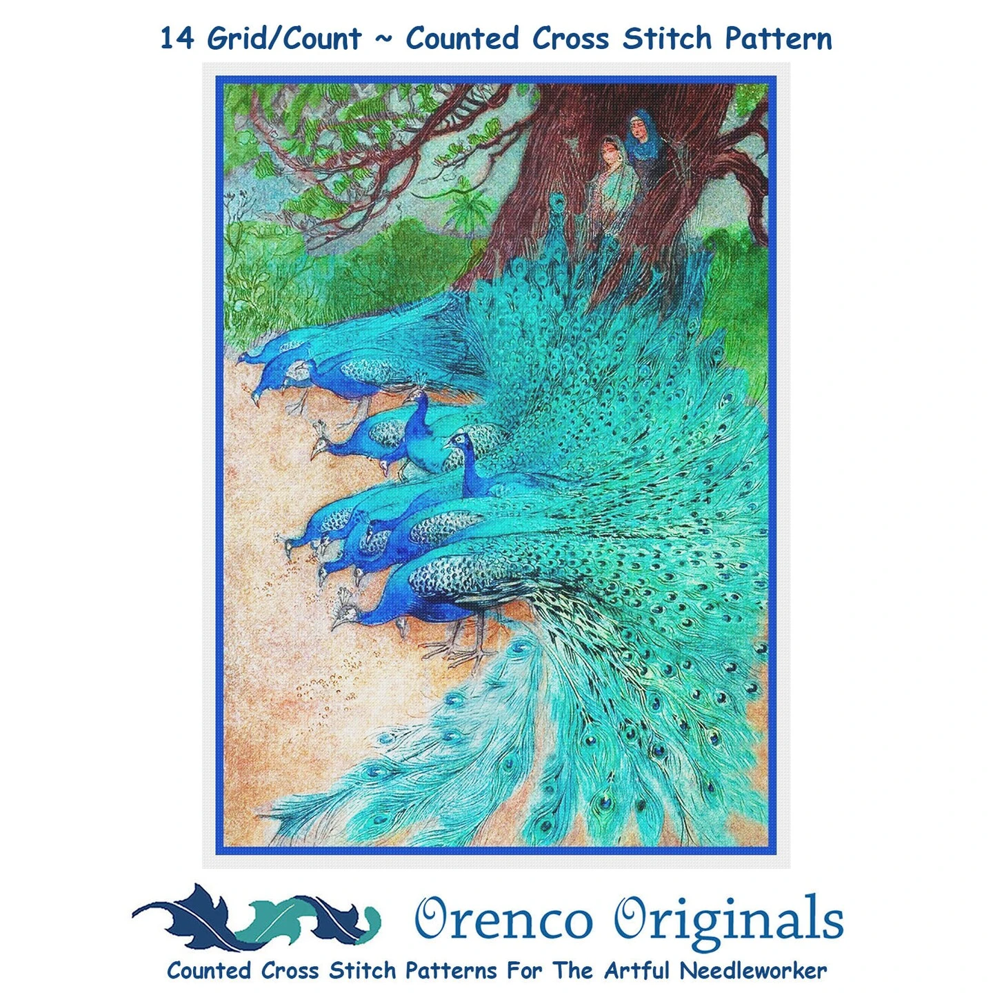 A Muster Of Peacock Birds By Warwick Goble Counted Cross Stitch Pattern 3 A Muster Of Peacock Birds By Warwick Goble Counted Cross Stitch Pattern