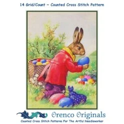 Vintage Easter Bunny Hiding Eggs Counted Cross Stitch Pattern -Michaels Stores 144118120784683721 1