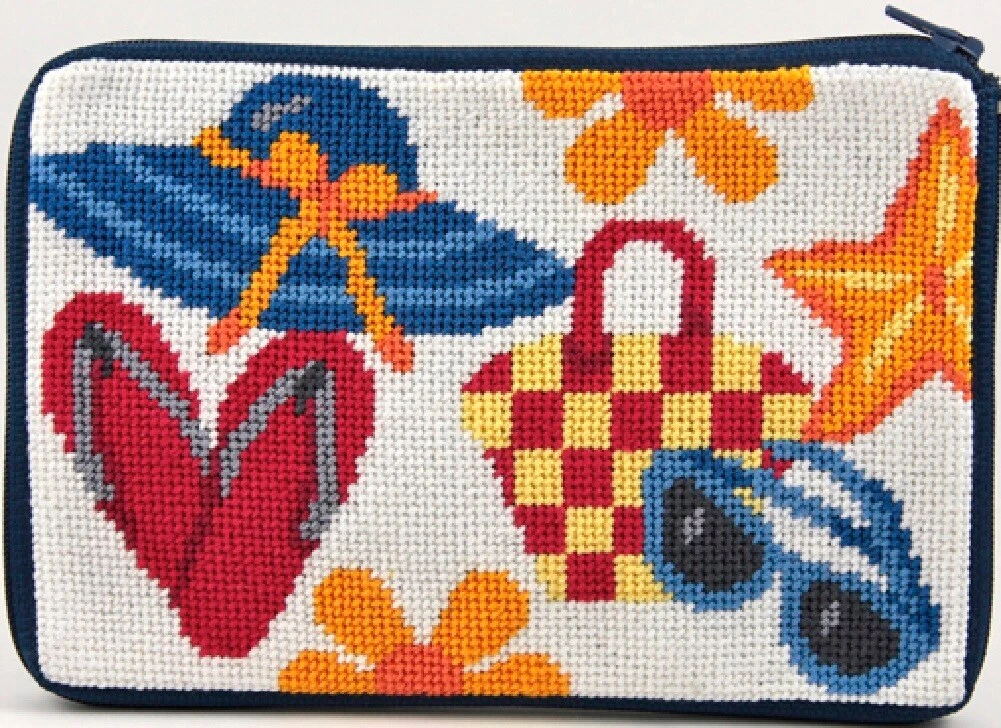 Cosmetic Purse - Beach Accessories - Needlepoint Kit Multicolor 5 Cosmetic Purse - Beach Accessories - Needlepoint Kit Multicolor - Image 3