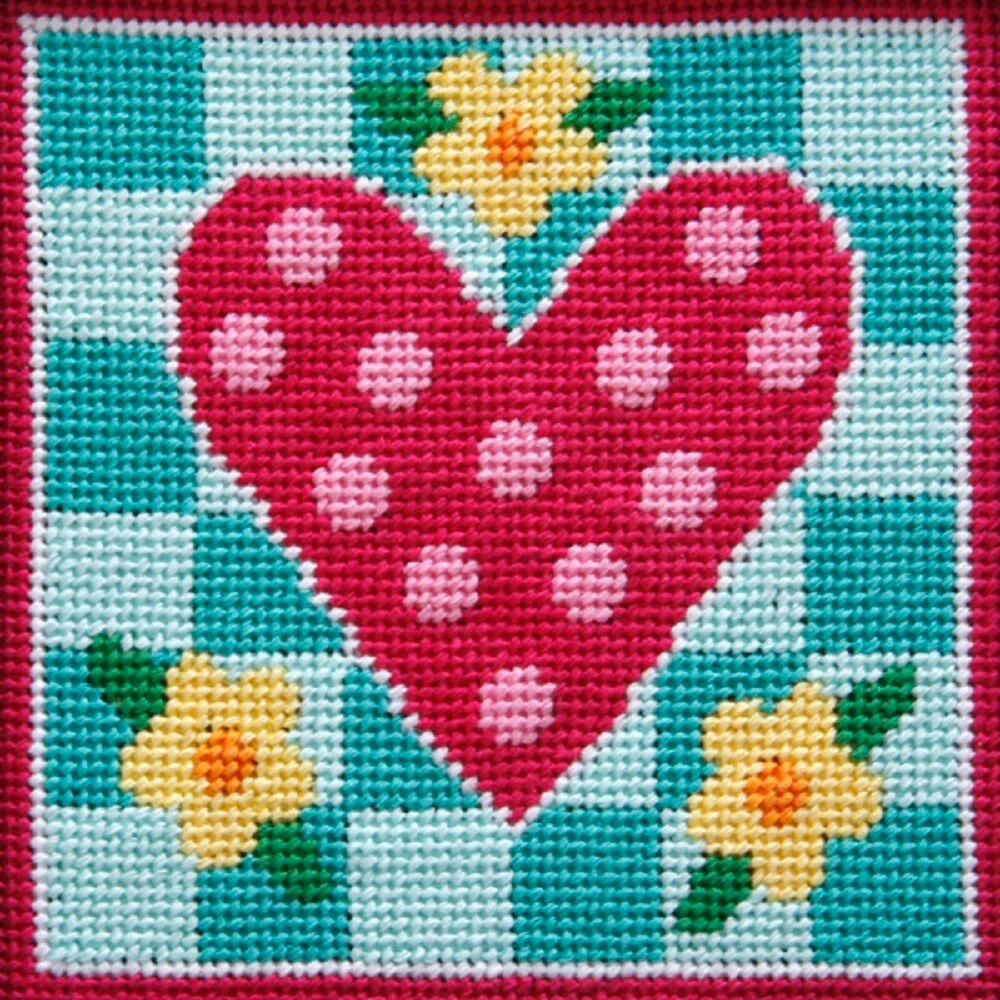 Polka Dot Heart - Needlepoint Kit Multicolor 4 Polka Dot Heart - Needlepoint Kit Multicolor - Image 2