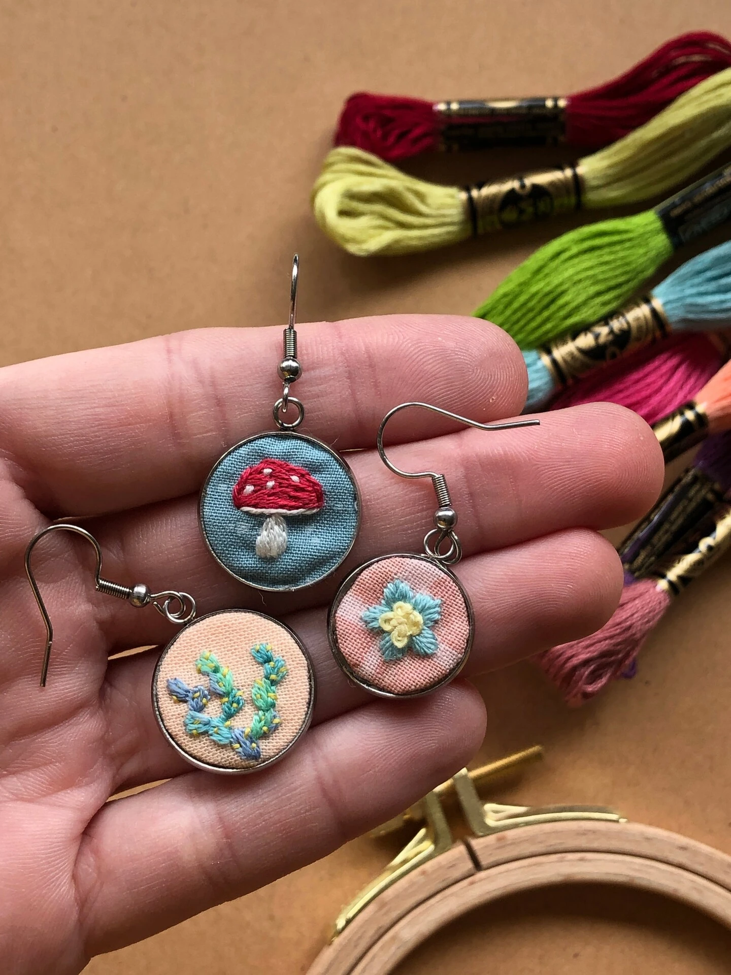 MCreativeJ Embroidered Mushroom, Flower, Cactus Earrings - Beginner DIY Craft Kit 16 MCreativeJ Embroidered Mushroom, Flower, Cactus Earrings - Beginner DIY Craft Kit - Image 14