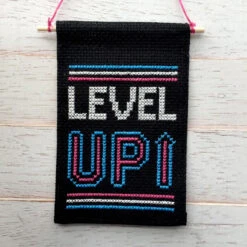 Level Up Tiny Banner Counted Cross Stitch Kit -Michaels Stores 144124871107532345 1