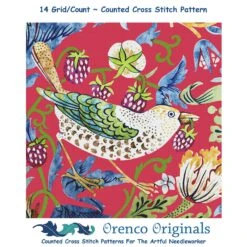 New William Morris Strawberry Thief Detail In Red Counted Cross Stitch Pattern -Michaels Stores 144125137234128073 1