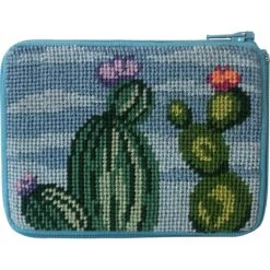 Stitch & Zip Needlepoint Coin Purse Kit- Flowering Cacti Multicolor -Michaels Stores 144129956851577545 2