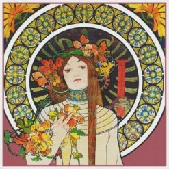 La Trapistine Detail By Alphonse Mucha Counted Cross Stitch Pattern -Michaels Stores 144131719988723825