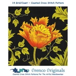 New William Morris Orange Anemone Flower On Black Counted Cross Stitch Pattern 22 New William Morris Orange Anemone Flower On Black Counted Cross Stitch Pattern -Michaels Stores 14768716868809 1