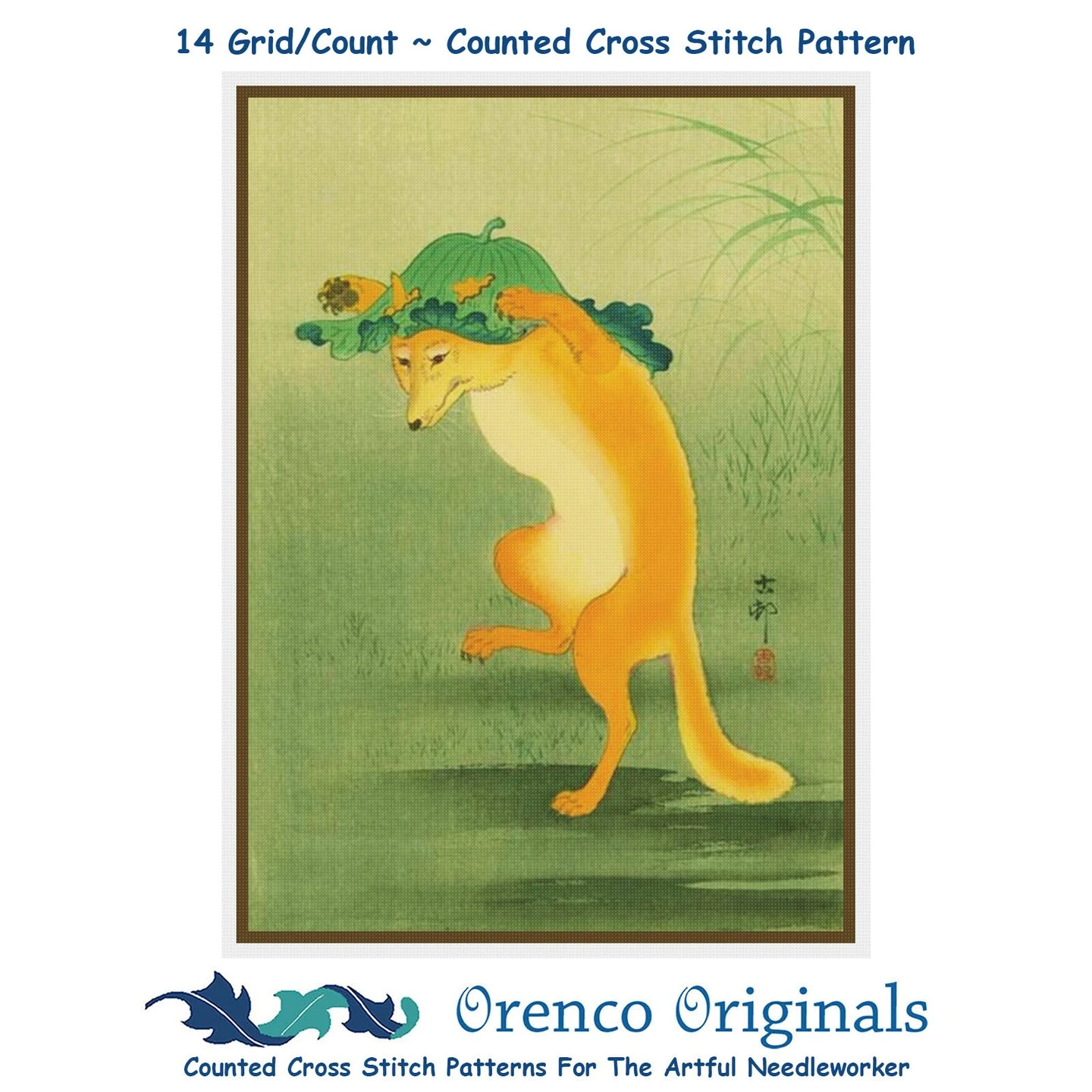 The Dancing Fox Ohara Koson Shoson Counted Cross Stitch Chart Pattern 3 The Dancing Fox Ohara Koson Shoson Counted Cross Stitch Chart Pattern