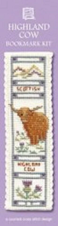 Textile Heritage Counted Cross Stitch Bookmark Kit - Highland Cow Multicolor