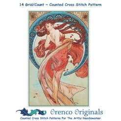 Art Nouveau Alphonse Mucha's Dancer Poster Counted Cross Stitch Chart Pattern -Michaels Stores 14768723333833 1