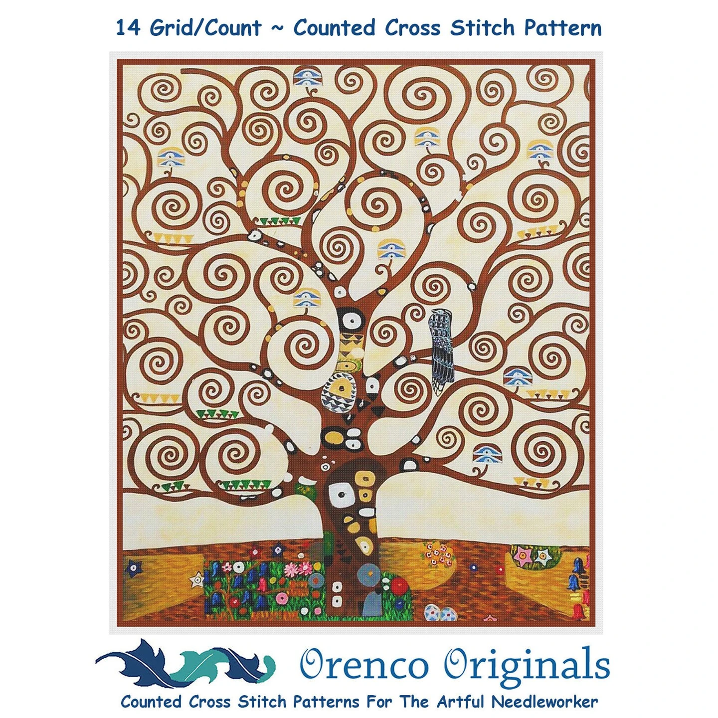 Art Nouveau Gustav Klimt Tree Of Life Detail Counted Cross Stitch Pattern 13 Art Nouveau Gustav Klimt Tree Of Life Detail Counted Cross Stitch Pattern - Image 11