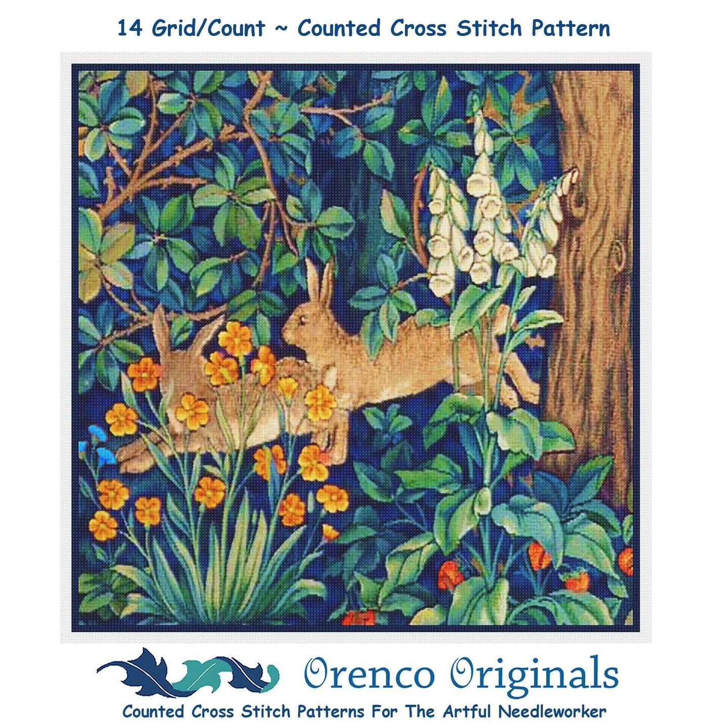 Forest Rabbits Design By William Morris And Company Counted Cross Stitch Pattern 3 Forest Rabbits Design By William Morris And Company Counted Cross Stitch Pattern
