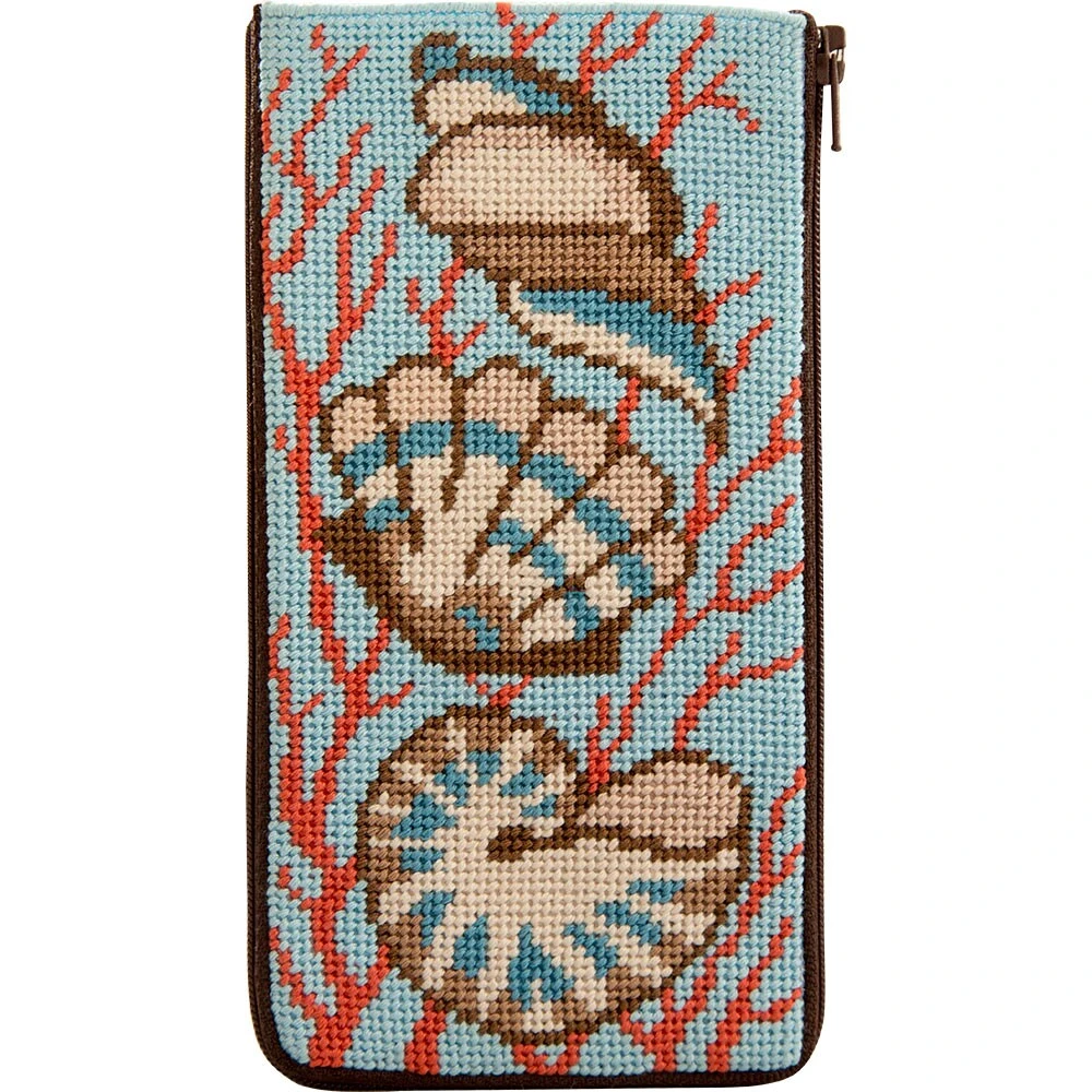 Stitch & Zip Eyeglass Case Needlepoint Kit- Shells & Coral Multicolor 5 Stitch & Zip Eyeglass Case Needlepoint Kit- Shells & Coral Multicolor - Image 3