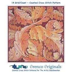 Acanthus Leaves In Reds By William Morris Counted Cross Stitch Pattern -Michaels Stores 14768742620361 2