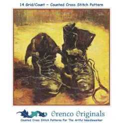 A Pair Of Work Boots By Vincent Van Gogh Counted Cross Stitch Pattern