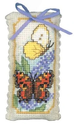 Textile Heritage Lavender Sachet Counted Cross Stitch Kit Butterflies & Buddleia Multicolor