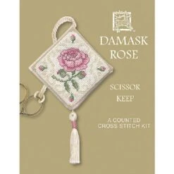 Textile Heritage Scissor Keep Cross Stitch Kit - Damask Rose Multicolor