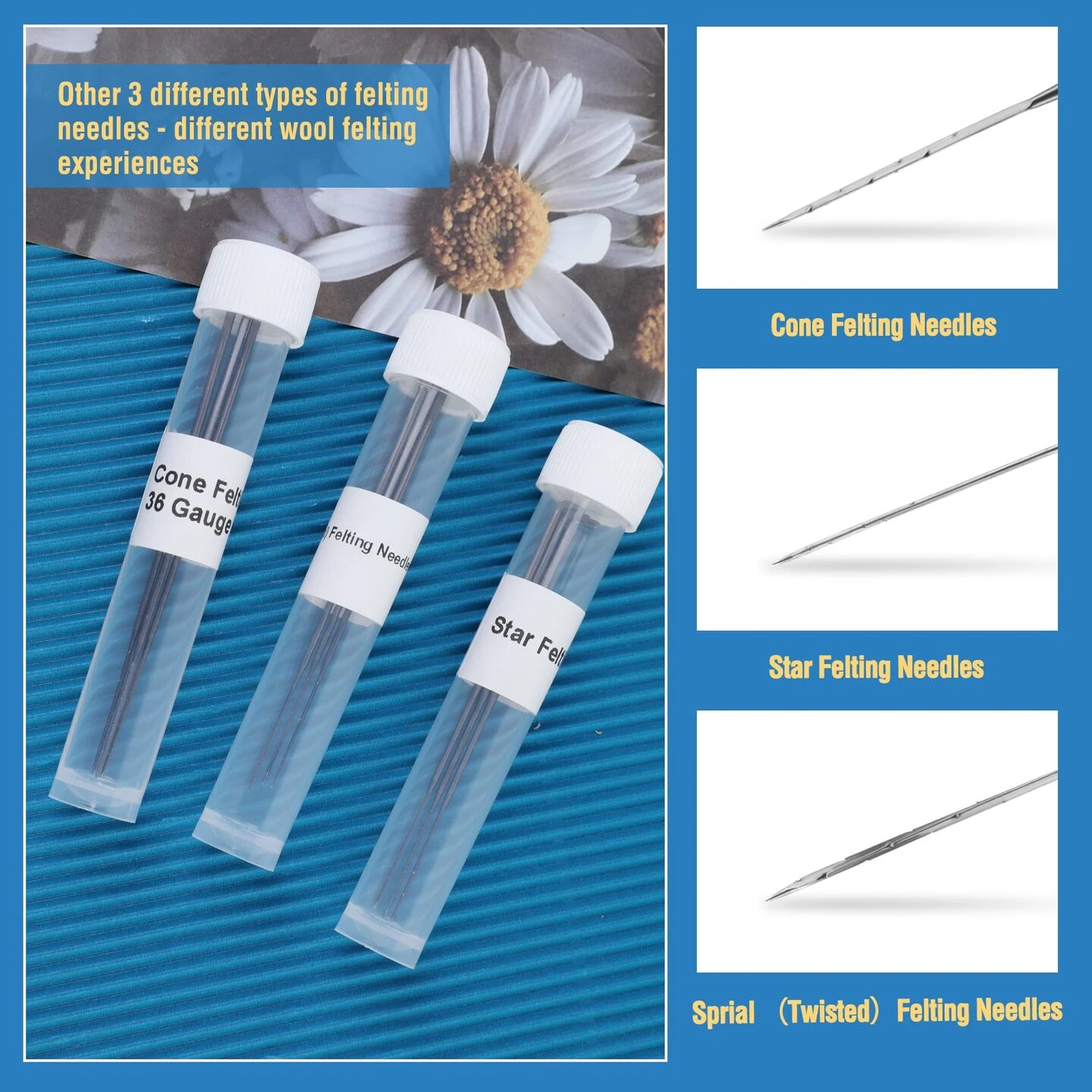 Needle Felting Needles, 104 Pcs Needle Felting Kit, 4 Sizes 4 Types Felting Needles, Triangle, Star, Cone, Spiral, Needle Felting Supplies, Needle Felting Tools, 36/38/40/42 Gauge 17 Needle Felting Needles, 104 Pcs Needle Felting Kit, 4 Sizes 4 Types Felting Needles, Triangle, Star, Cone, Spiral, Needle Felting Supplies, Needle Felting Tools, 36/38/40/42 Gauge - Image 15
