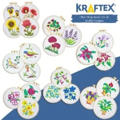 Cross Stitch Kits For Beginners (Flower Theme - 6.75 Inch - 4 Pack 1 X Embroidery Hoop) DIY Embroidery Needlepoint Patterns For Adults, Includes Poppy, Rose, Sunflower And Pansy. -Michaels Stores 151600052066352 1