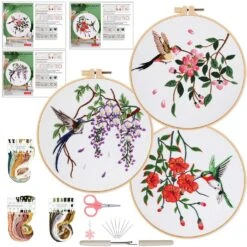 3 Sets Hummingbird Embroidery Kit For Beginners Needlepoint Kits For Adults Cross Stitch Kits With Clear Instructions,Easy Funny Stamped Bird Patterns Fabric Hand Crafts 26 3 Sets Hummingbird Embroidery Kit For Beginners Needlepoint Kits For Adults Cross Stitch Kits With Clear Instructions,Easy Funny Stamped Bird Patterns Fabric Hand Crafts -Michaels Stores 151600724203568 1