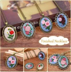 4 Pieces Silk Embroidery Pendant Kit For Beginner -Michaels Stores 153497400833712 2